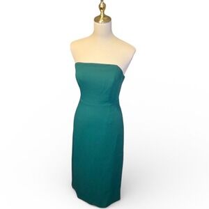 Lulus Strapless Midi Dress Emerald Green Fitted Sheath Party Sz M Holiday chic